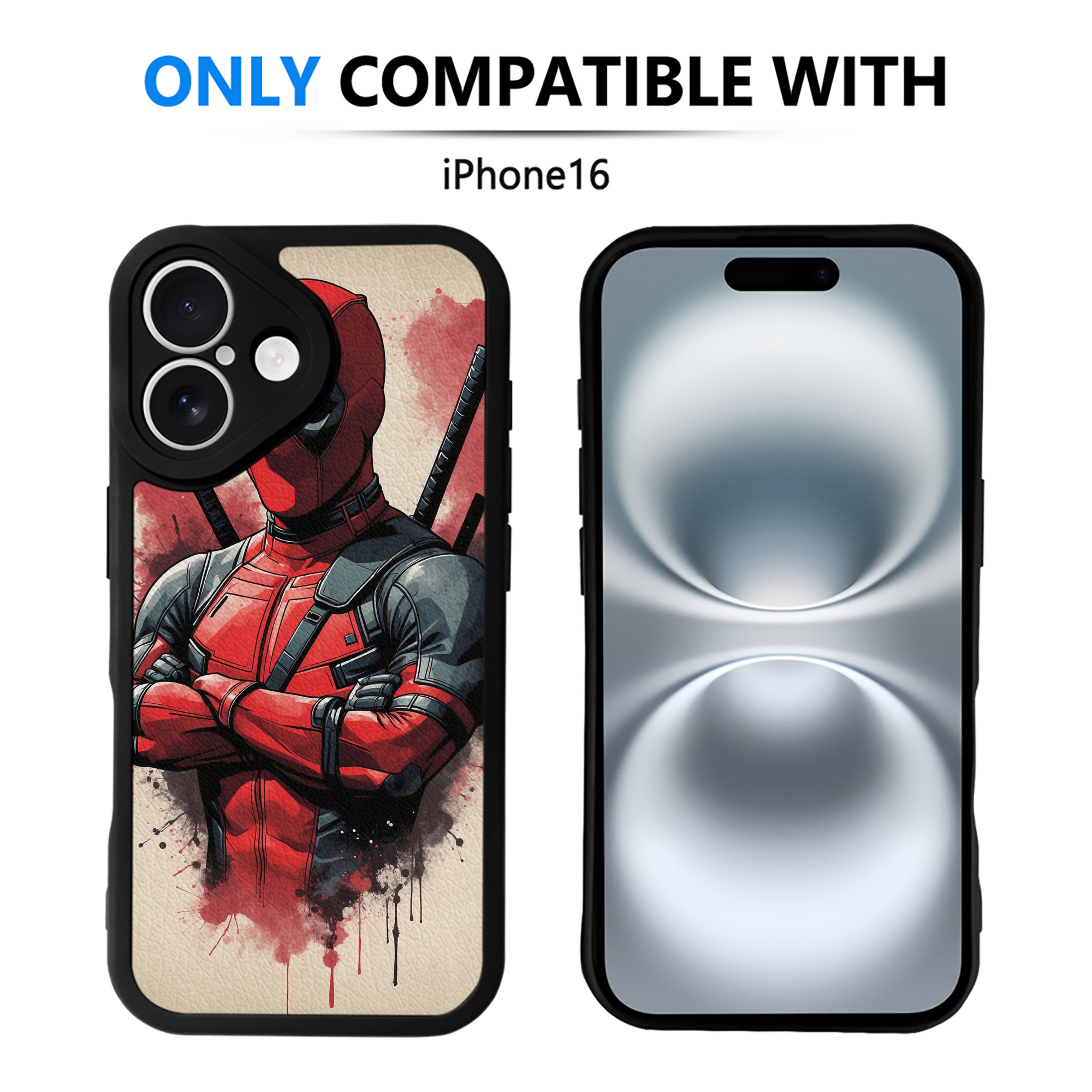 （画像用） Deadpool デッドプール 【iPhone 16シリーズ対応】シリコンスマホケース（レザー調） 材質：シリコン